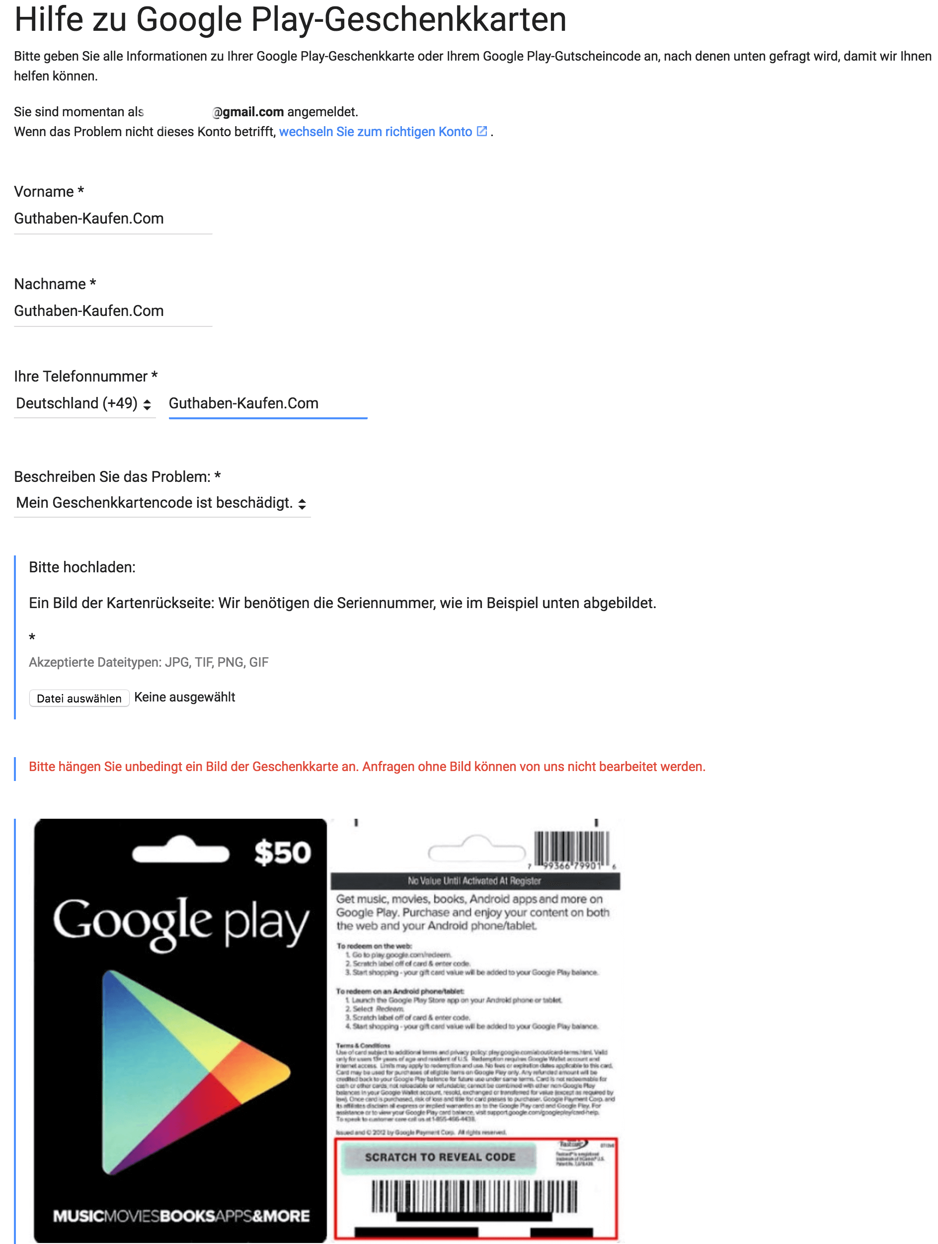 Google Play Karte nicht lesbar & Code zerkratzt? So löst du das Problem!